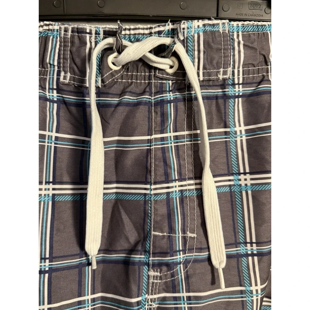 Kanu Surf Swim Trunks Lining Blue Gray Striped Strings Mens Size‎ Large